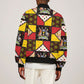 Uganda Christmas Sleeve Zip Bomber Jacket Patchwork Style