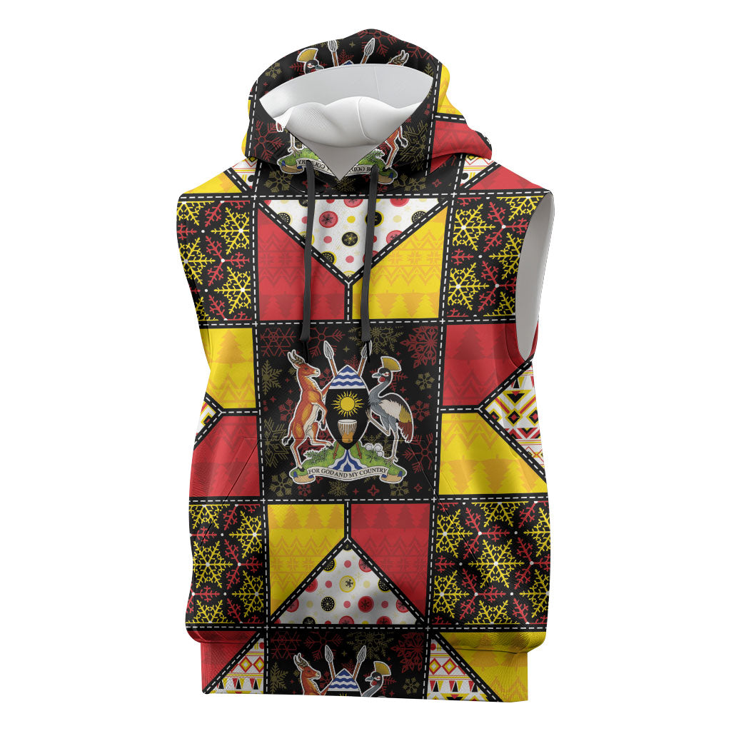 Uganda Christmas Sleeveless Hoodie Patchwork Style
