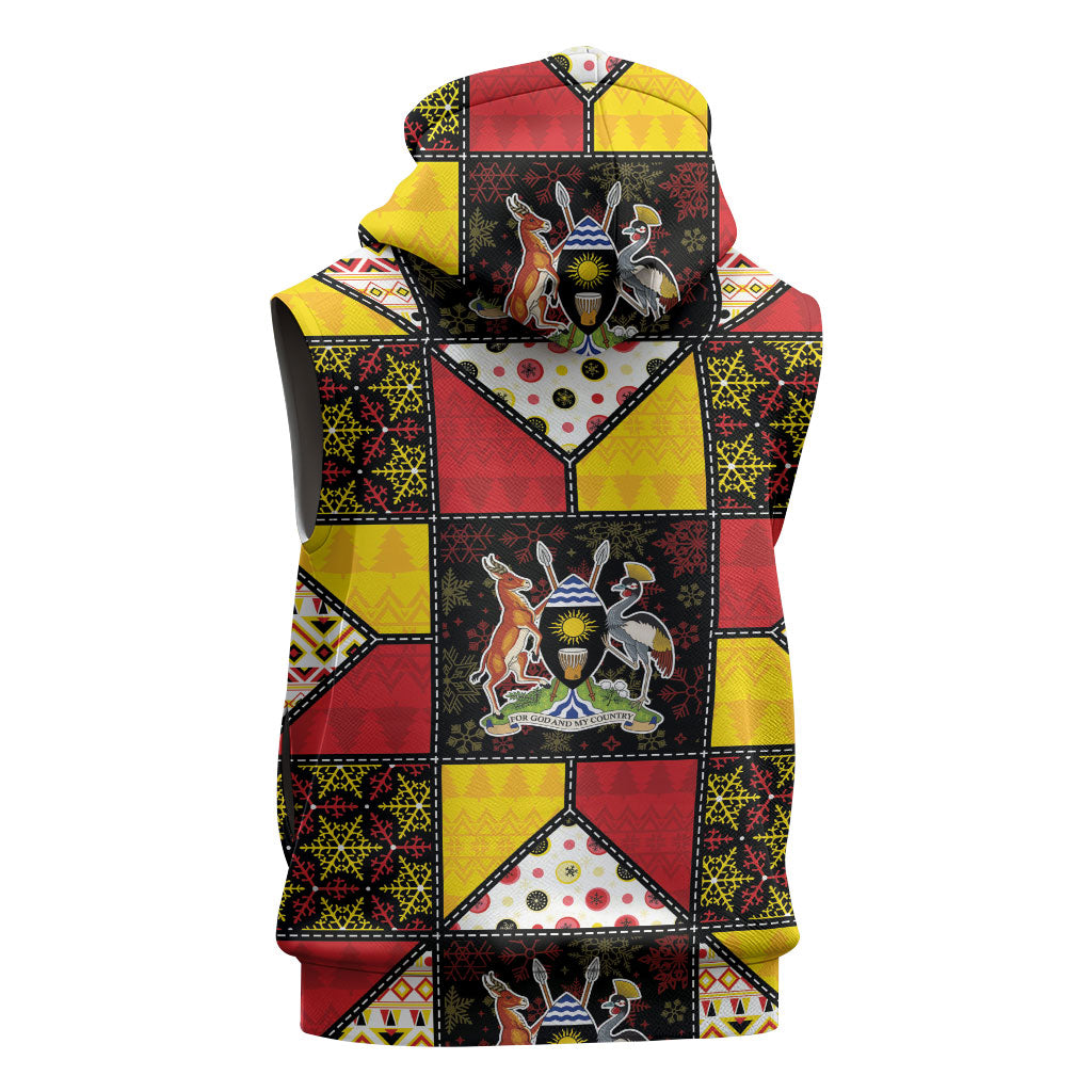 Uganda Christmas Sleeveless Hoodie Patchwork Style