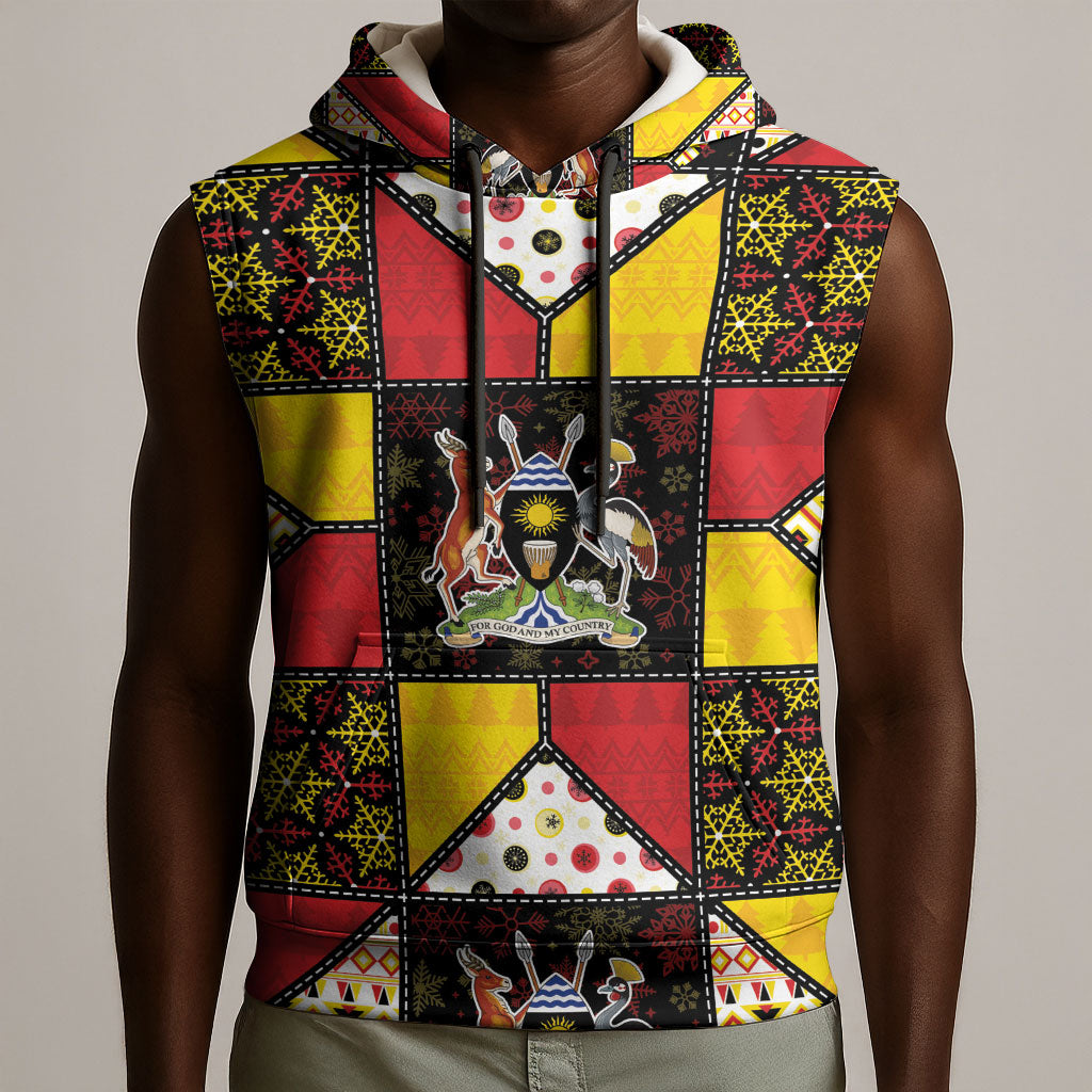 Uganda Christmas Sleeveless Hoodie Patchwork Style