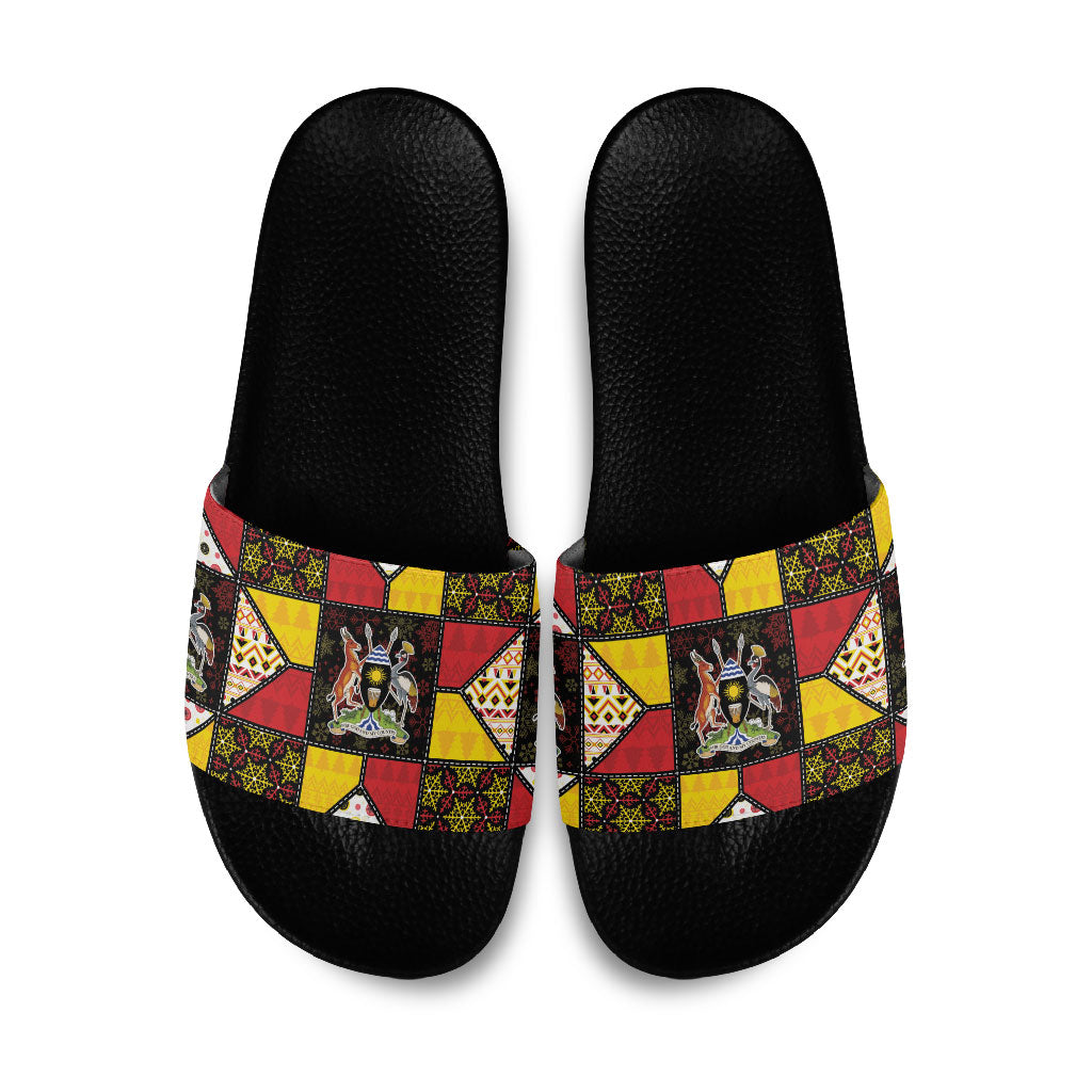 Uganda Christmas Slide Sandals Patchwork Style