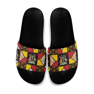 Uganda Christmas Slide Sandals Patchwork Style