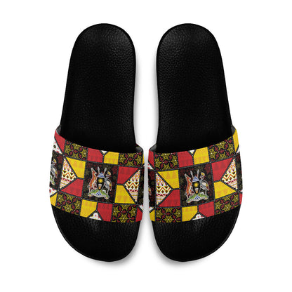 Uganda Christmas Slide Sandals Patchwork Style