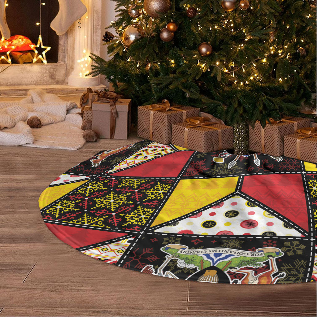 Uganda Christmas Tree Skirt Patchwork Style