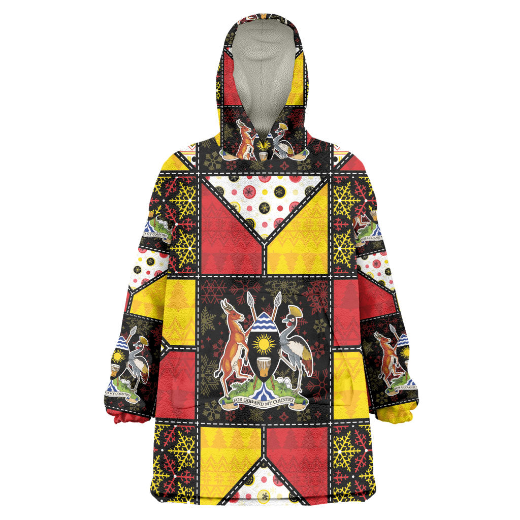 Uganda Christmas Wearable Blanket Hoodie Patchwork Style
