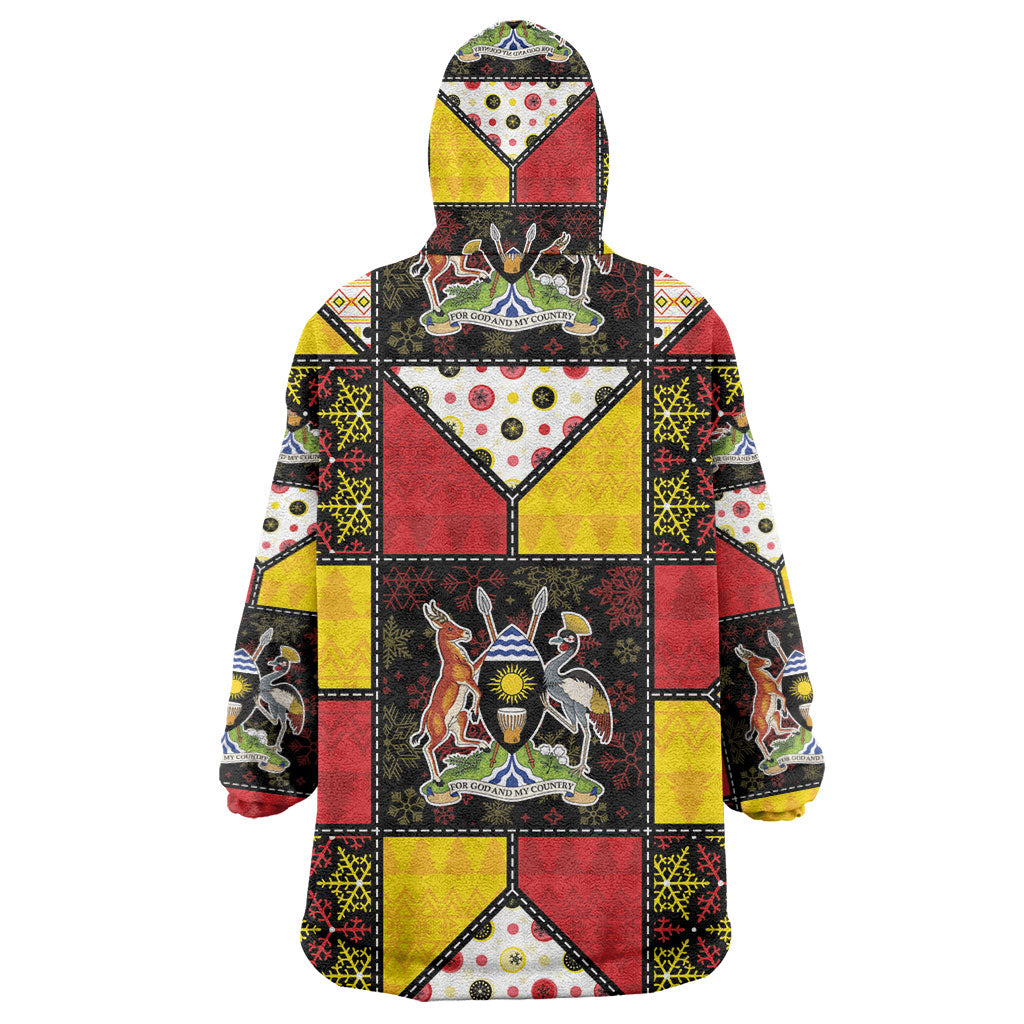 Uganda Christmas Wearable Blanket Hoodie Patchwork Style