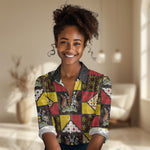 Uganda Christmas Women Casual Shirt Patchwork Style