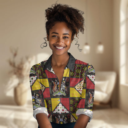 Uganda Christmas Women Casual Shirt Patchwork Style