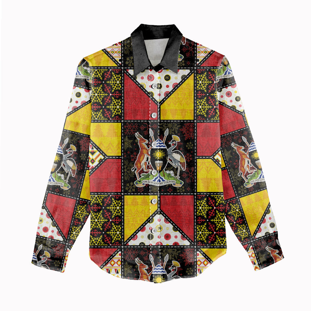 Uganda Christmas Women Casual Shirt Patchwork Style