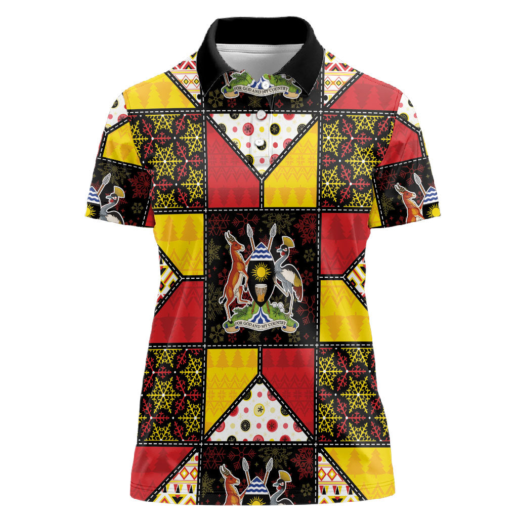 Uganda Christmas Women Polo Shirt Patchwork Style