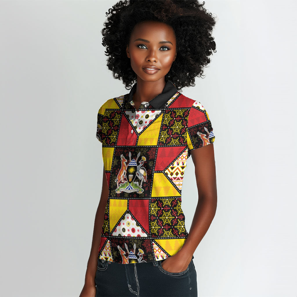 Uganda Christmas Women Polo Shirt Patchwork Style