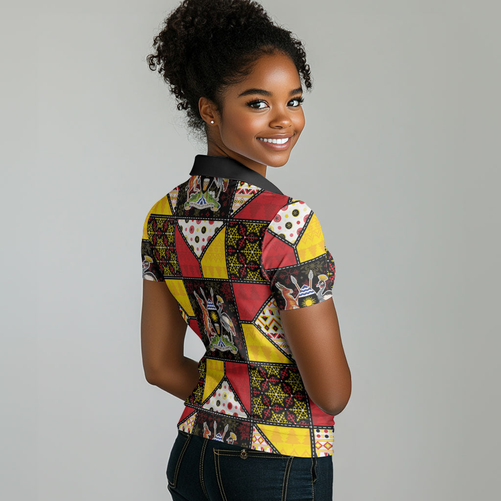 Uganda Christmas Women Polo Shirt Patchwork Style