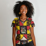Uganda Christmas Women V-Neck T-Shirt Patchwork Style