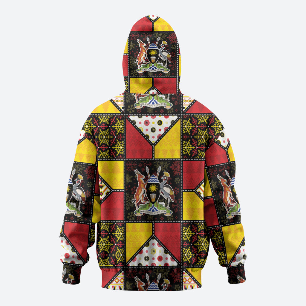 Uganda Christmas Zip Hoodie Patchwork Style