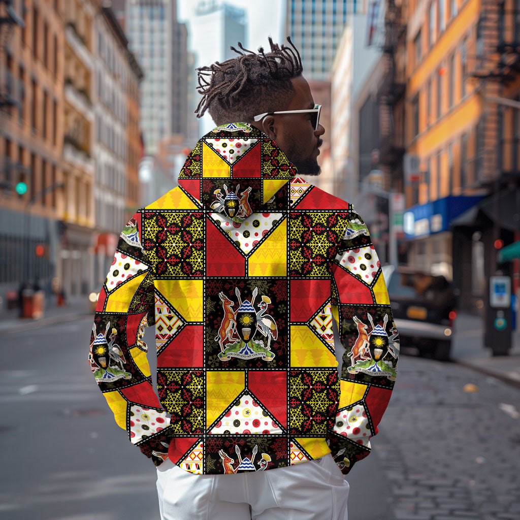 Uganda Christmas Zip Hoodie Patchwork Style