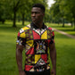 Uganda Christmas Zipper Polo Shirt Patchwork Style