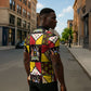 Uganda Christmas Zipper Polo Shirt Patchwork Style