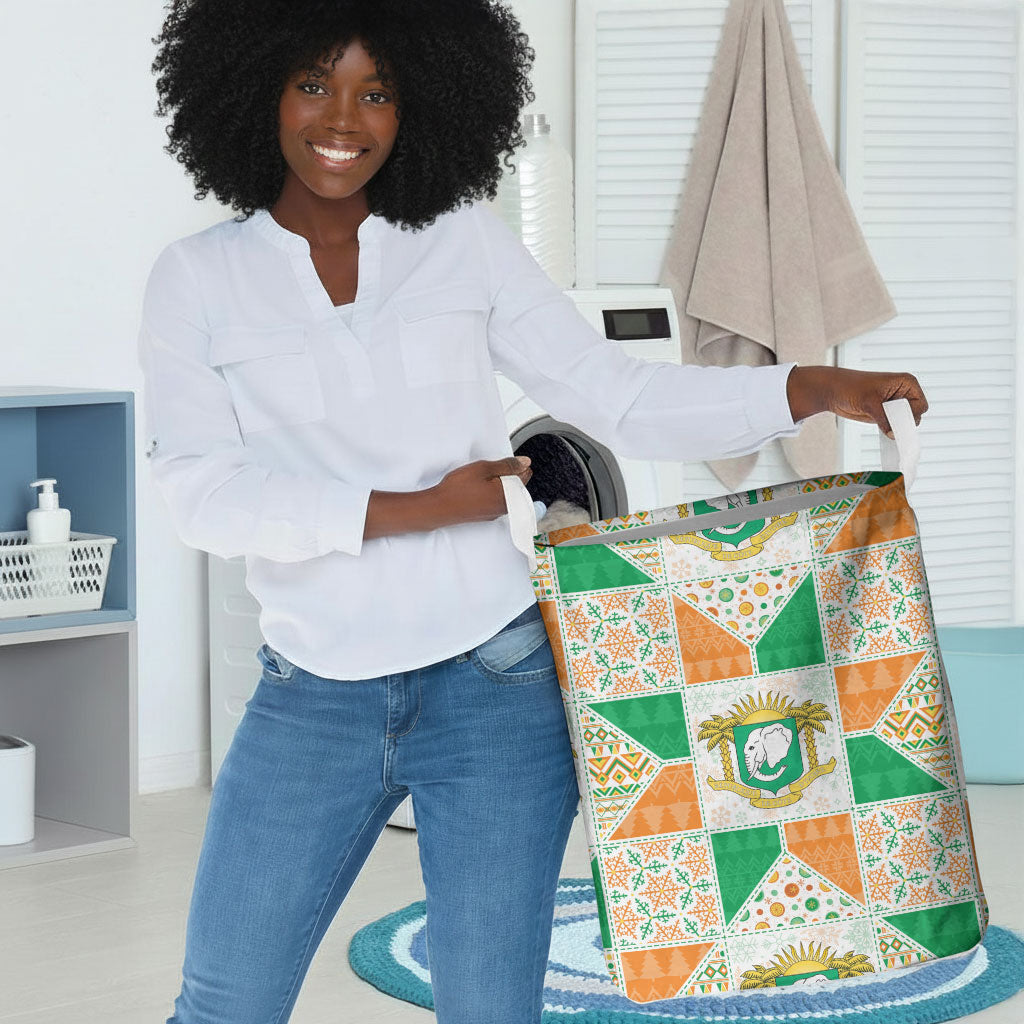 Ivory Coast Christmas Laundry Basket Patchwork Style