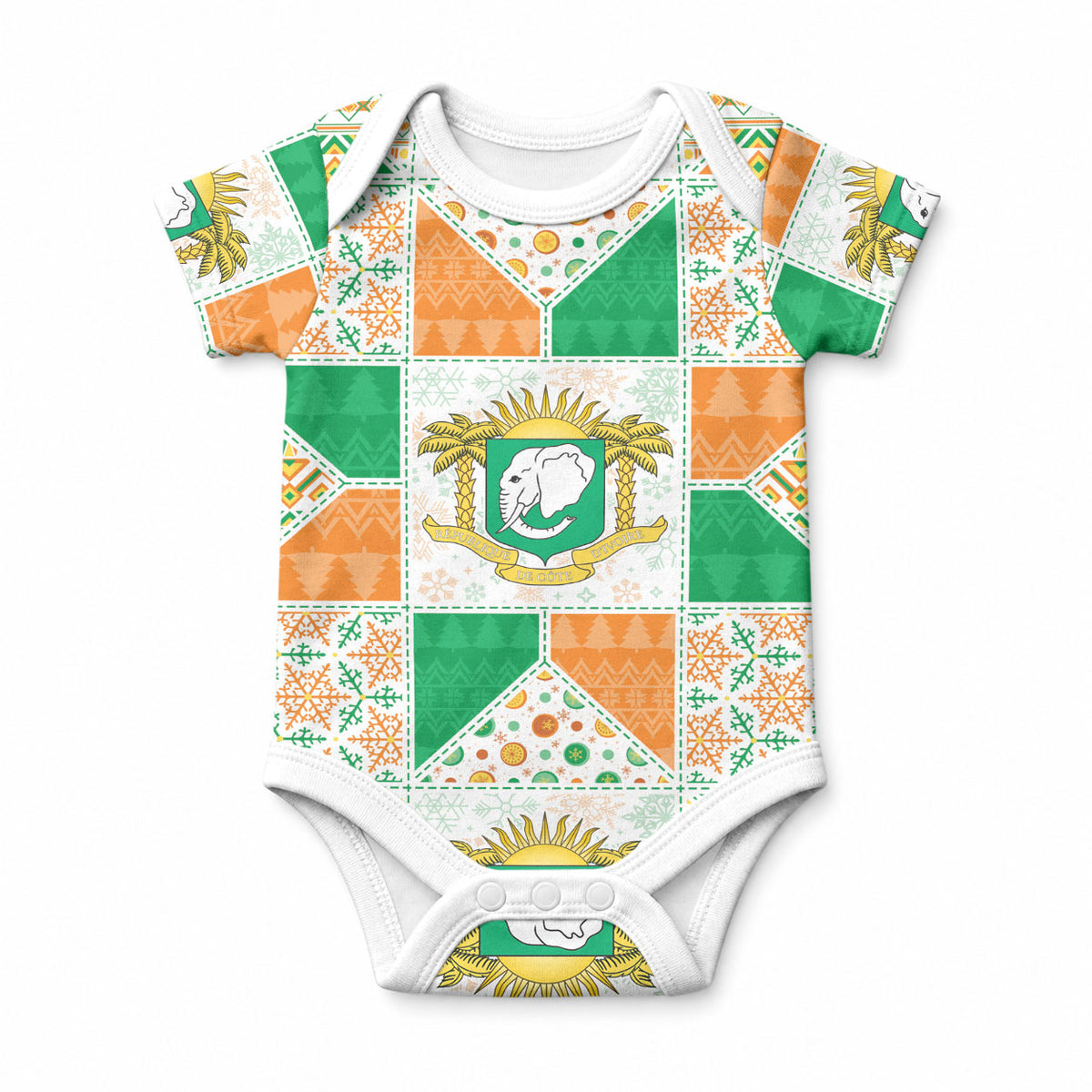 Ivory Coast Christmas Baby Onesie Patchwork Style