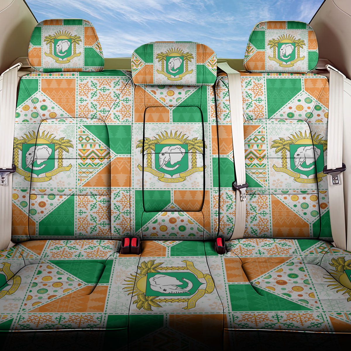 Ivory Coast Christmas Back Car Seat Cover Patchwork Style