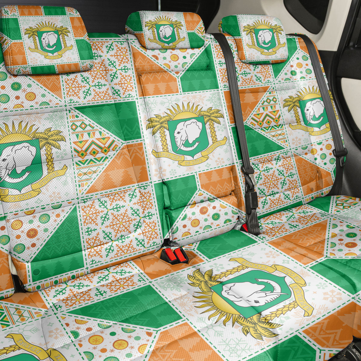 Ivory Coast Christmas Back Car Seat Cover Patchwork Style