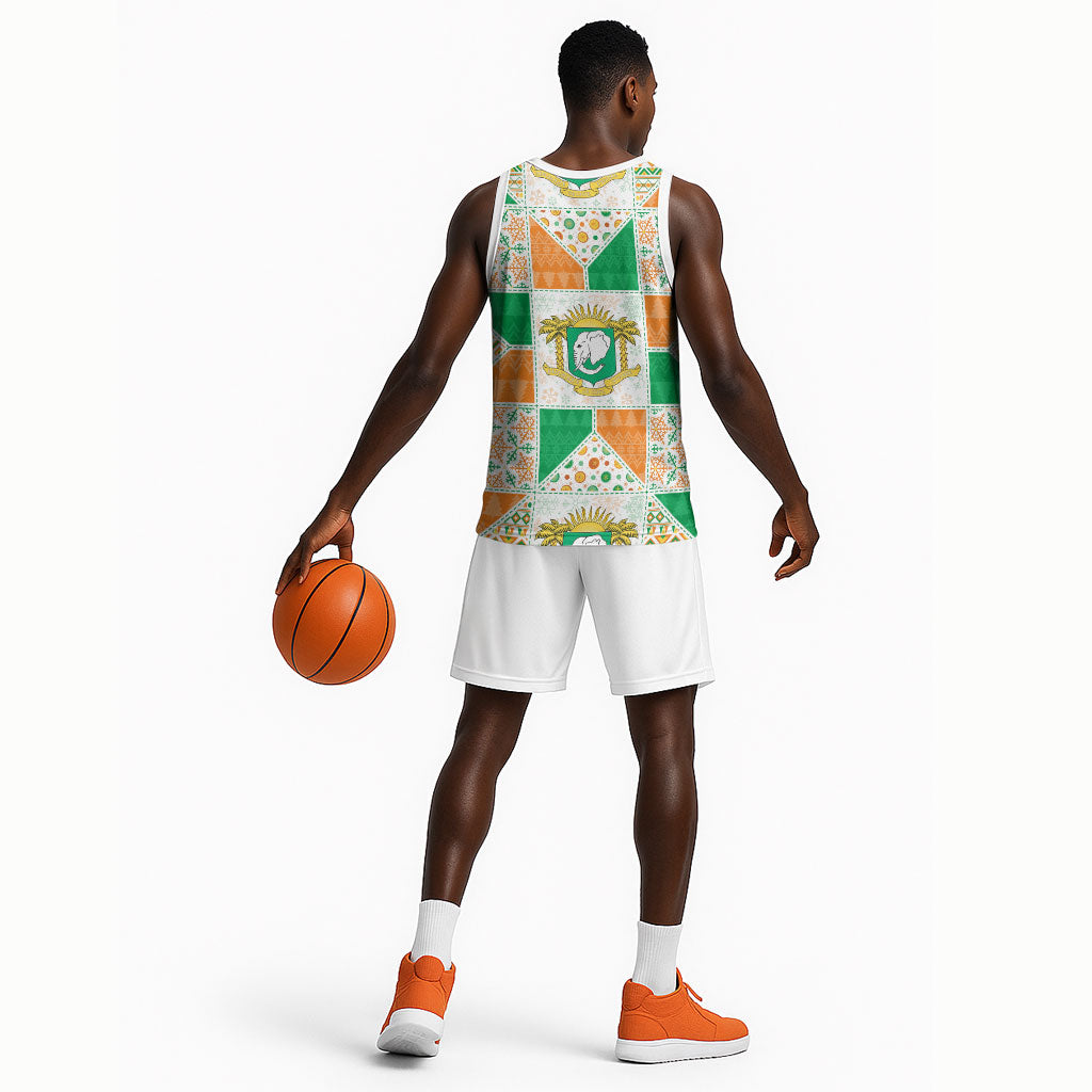 Ivory Coast Christmas Basketball Jersey Patchwork Style