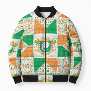 Ivory Coast Christmas Bomber Puffer Jacket Patchwork Style
