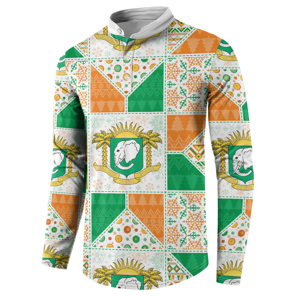 Ivory Coast Christmas Button Sweatshirt Patchwork Style