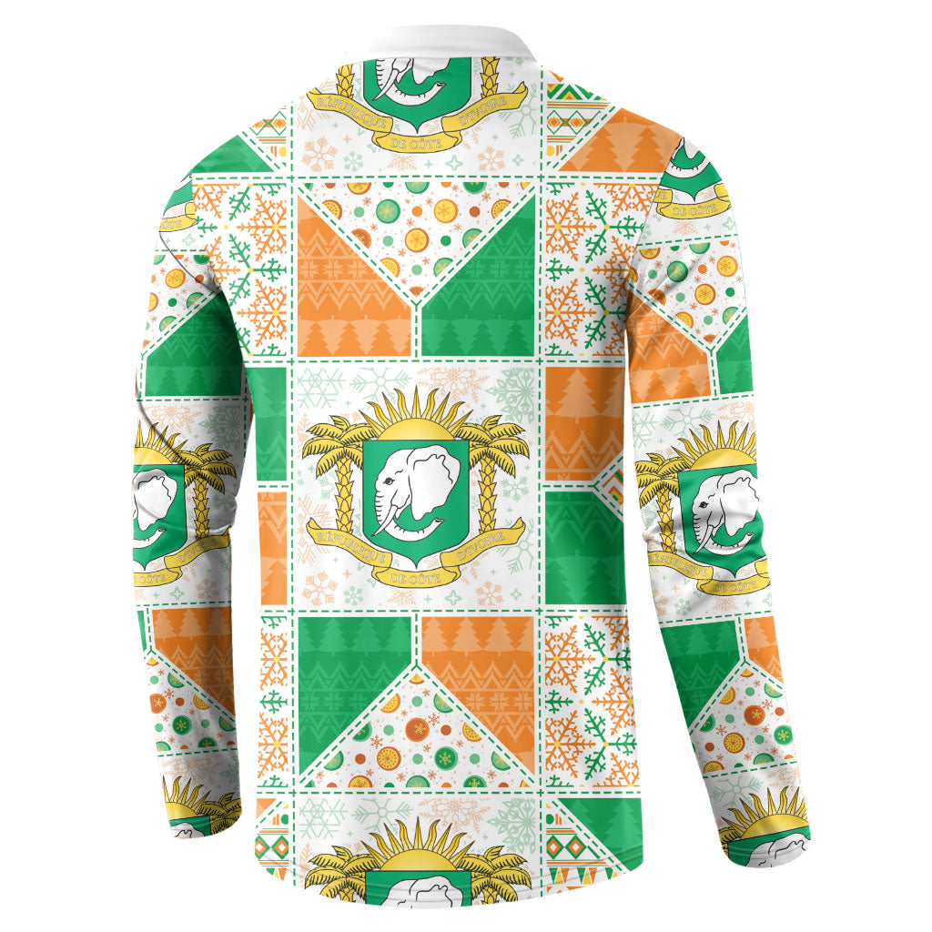 Ivory Coast Christmas Button Sweatshirt Patchwork Style