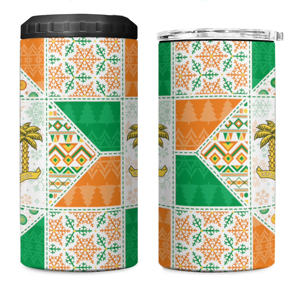 Ivory Coast Christmas 4 in 1 Can Cooler Tumbler Patchwork Style