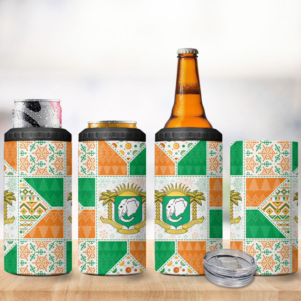 Ivory Coast Christmas 4 in 1 Can Cooler Tumbler Patchwork Style