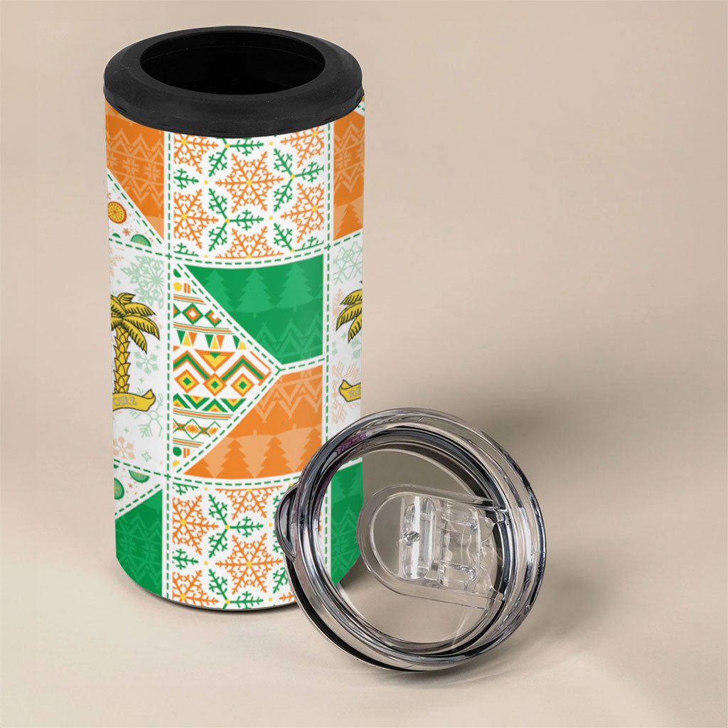 Ivory Coast Christmas 4 in 1 Can Cooler Tumbler Patchwork Style