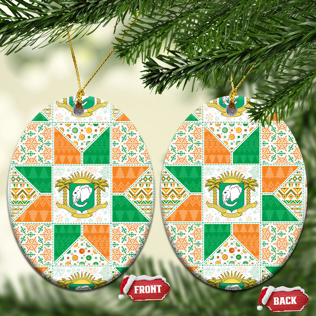Ivory Coast Christmas Ceramic Ornament Patchwork Style