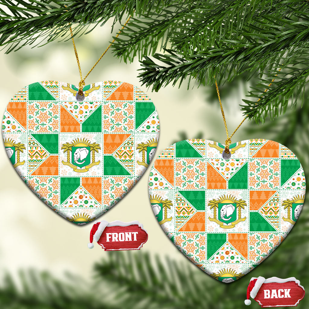Ivory Coast Christmas Ceramic Ornament Patchwork Style