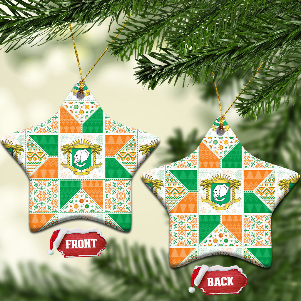 Ivory Coast Christmas Ceramic Ornament Patchwork Style