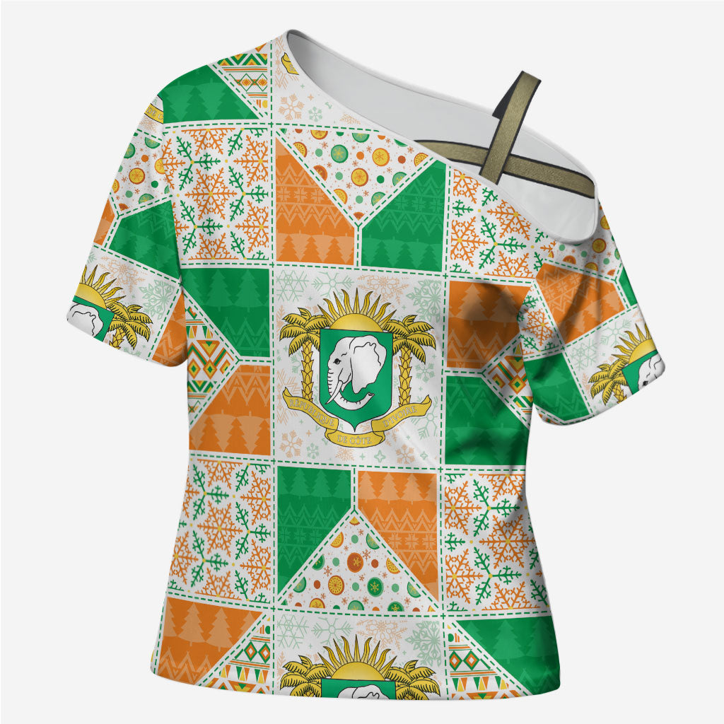 Ivory Coast Christmas Cross Shoulder Shirt Patchwork Style