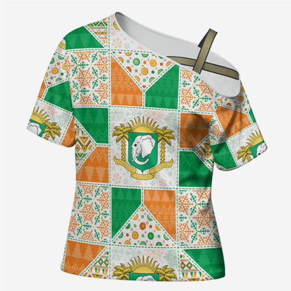 Ivory Coast Christmas Cross Shoulder Shirt Patchwork Style