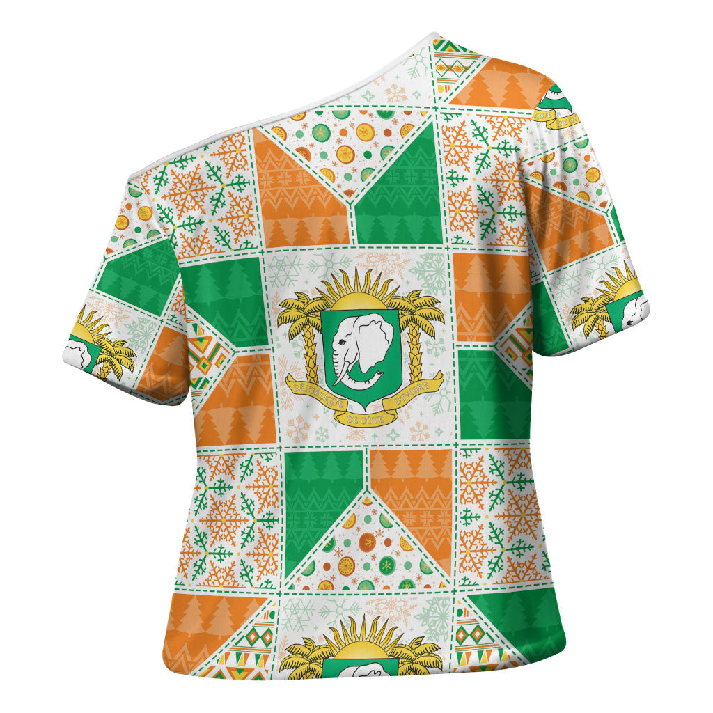 Ivory Coast Christmas Cross Shoulder Shirt Patchwork Style