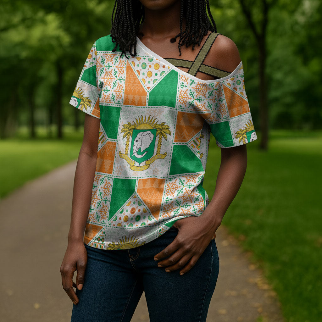 Ivory Coast Christmas Cross Shoulder Shirt Patchwork Style