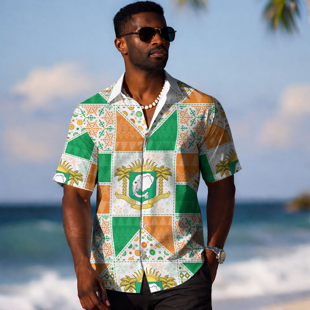 Ivory Coast Christmas Hawaiian Shirt Patchwork Style