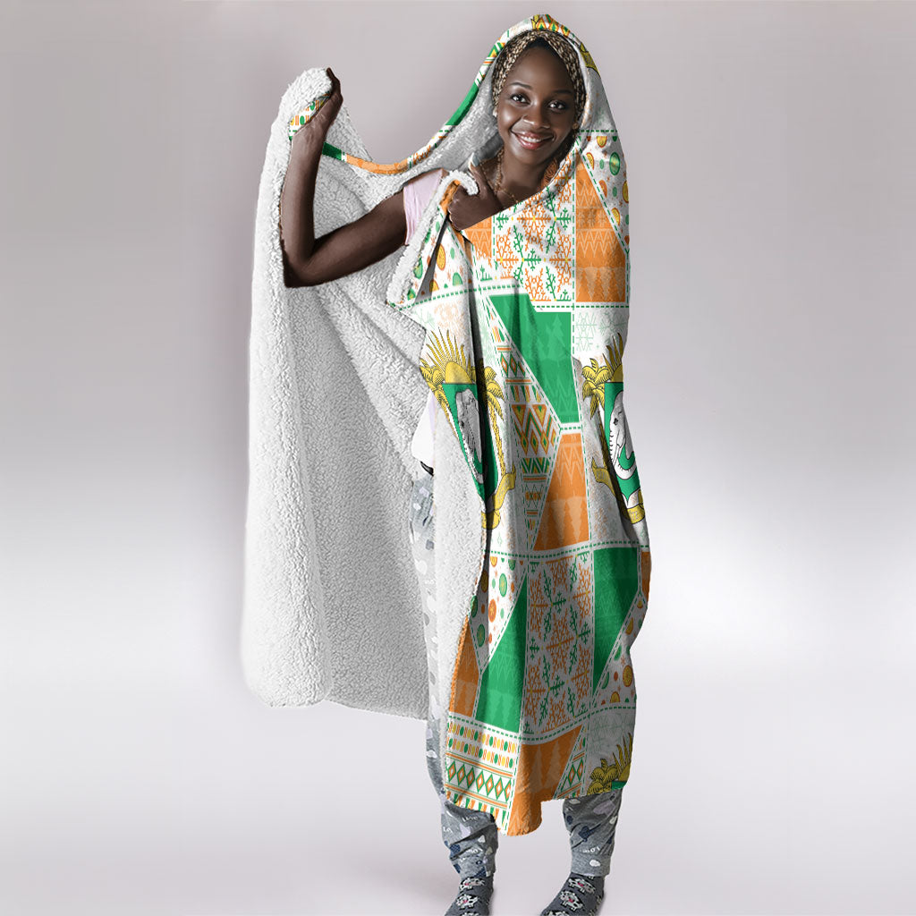 Ivory Coast Christmas Hooded Blanket Patchwork Style