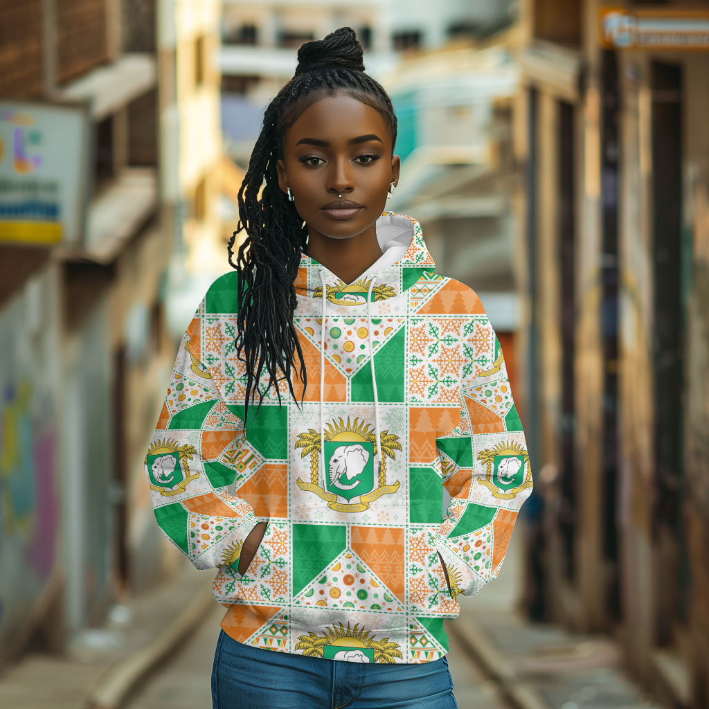 Ivory Coast Christmas Hoodie Patchwork Style