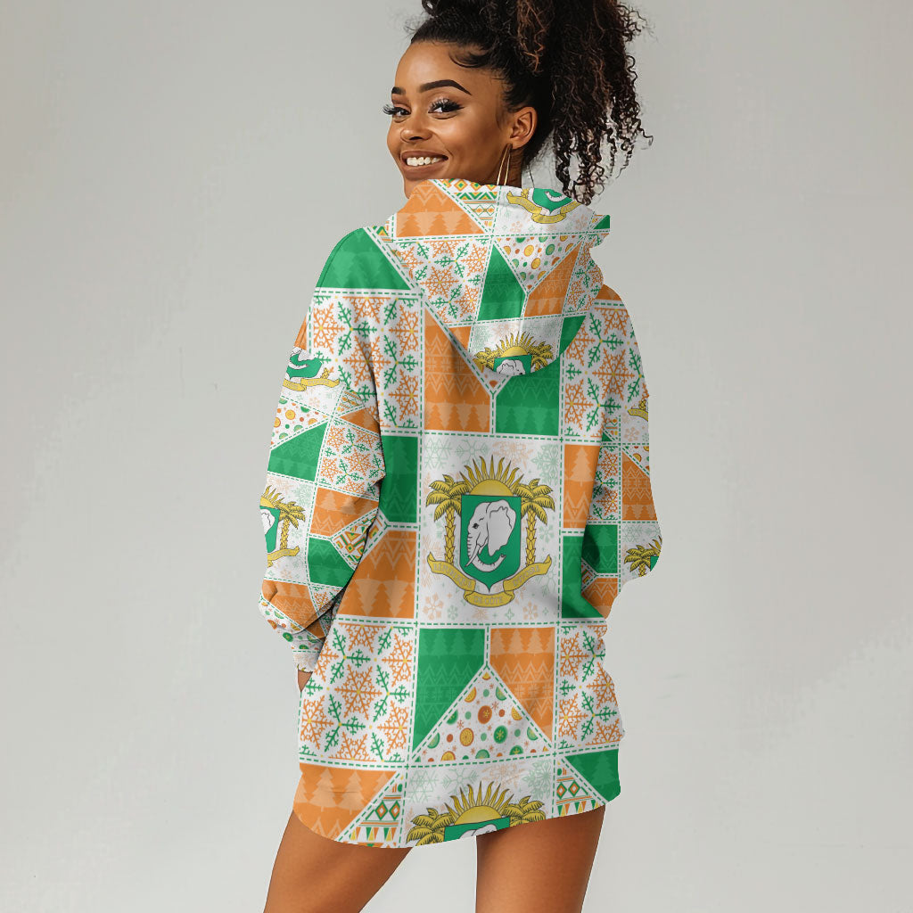 Ivory Coast Christmas Hoodie Dress Patchwork Style