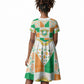 Ivory Coast Christmas Kid Short Sleeve Dress Patchwork Style