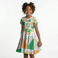 Ivory Coast Christmas Kid Short Sleeve Dress Patchwork Style