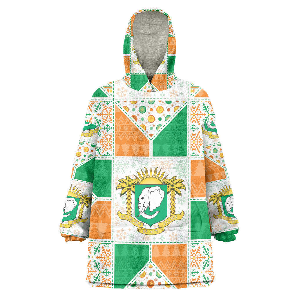 Ivory Coast Christmas Kid Wearable Blanket Hoodie Patchwork Style