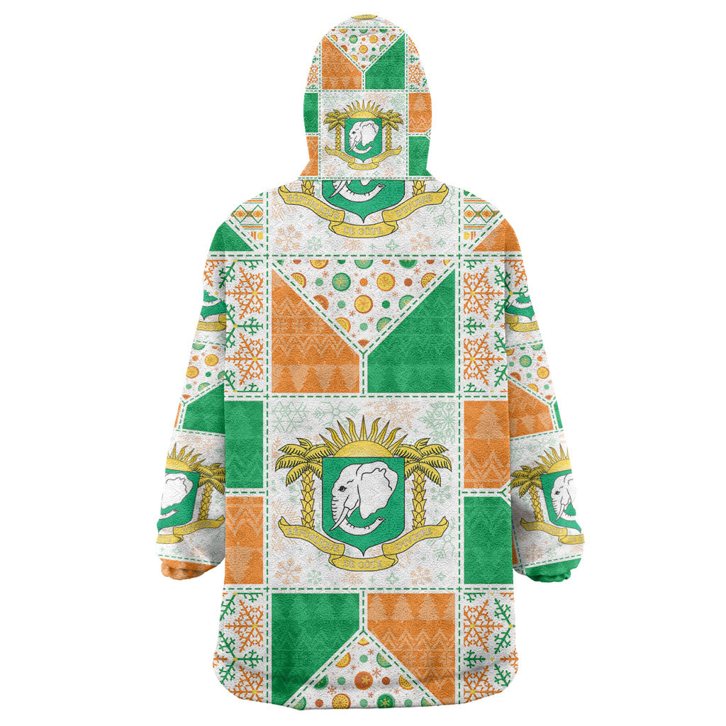 Ivory Coast Christmas Kid Wearable Blanket Hoodie Patchwork Style