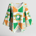 Ivory Coast Christmas Kimono Sleeve Blouse Patchwork Style