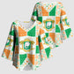 Ivory Coast Christmas Kimono Sleeve Blouse Patchwork Style