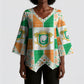 Ivory Coast Christmas Kimono Sleeve Blouse Patchwork Style